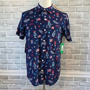 Tipsy Elves Lights and Liberty USA Patriotic Shirt Mens S NEW Bottle Opener 4th